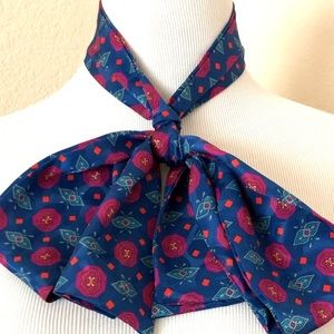 Bow tie or sash belt silk multi color geometric pattern Mid Century modern